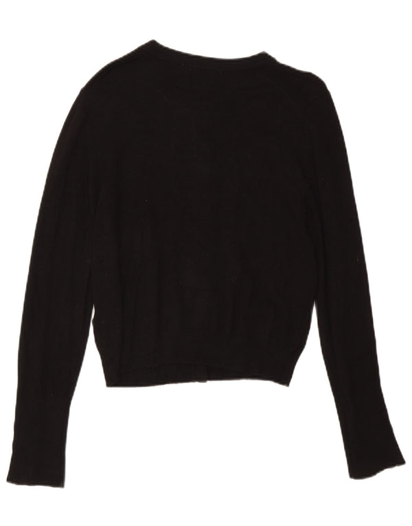 Zara Damen Crop Cardigan Pullover UK 14 Große schwarze Viskose