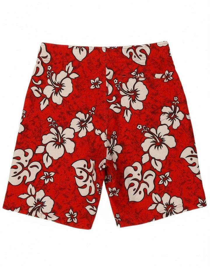 Sapore Di Mare Herren-Badeshorts, mittelrot, geblümt, Polyester, hawaiianisch