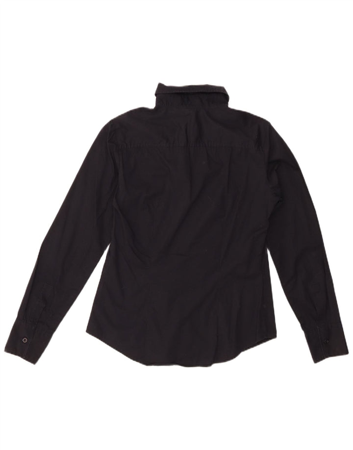BENETTON Damen-Hemd UK 12 Medium Schwarz