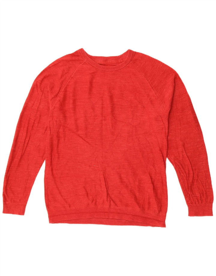 Fat Face Herren-Pullover mit U-Boot-Ausschnitt, mittelrote Baumwolle