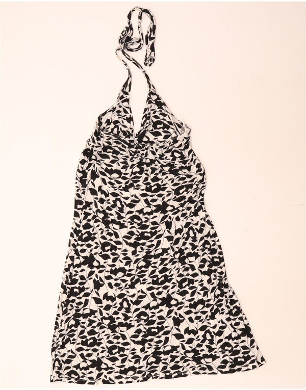 Zara Damen Neckholder-Kleid UK 14 Large Schwarz geblümt