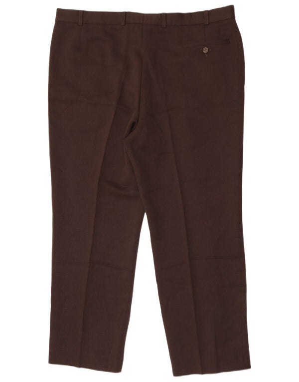 Marks & Spencer Mens Straight Suit Trousers W40 L29 Brown Polyester