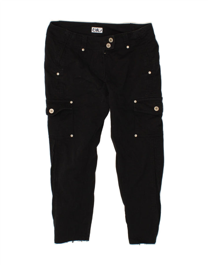 BYBLOS Womens Tapered Crop Cargo Trousers W32 L24  Black Vintage Byblos and Second-Hand Byblos from Messina Hembry 