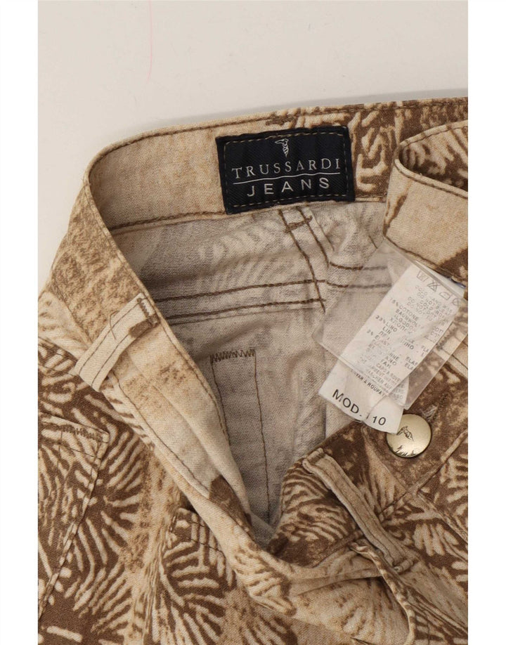 Trussardi Damen-Freizeithose mit abstraktem Muster, gerade, W26, L31, Beige