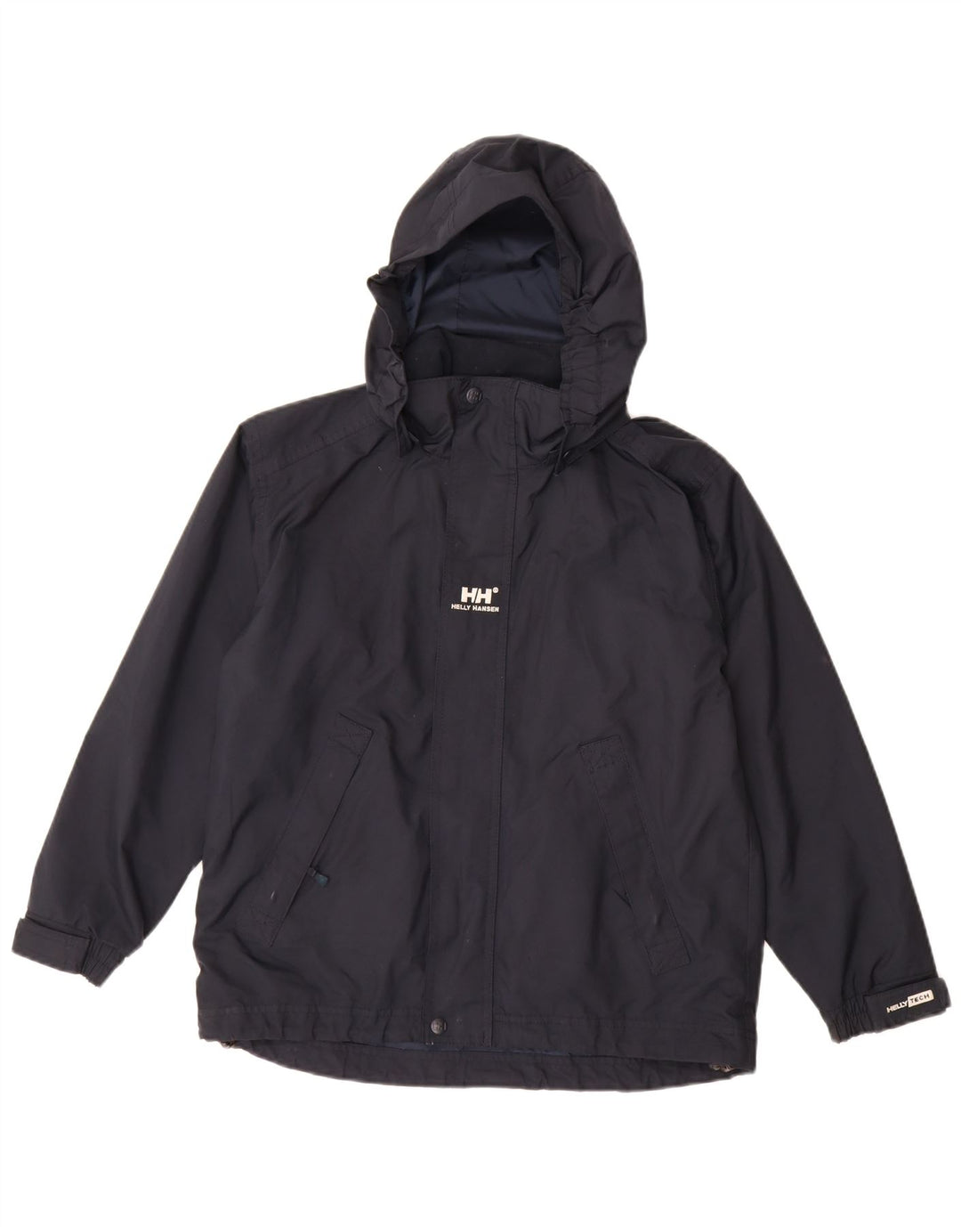 Helly Hansen Jungen-Regenjacke mit Kapuze, 11–12 Jahre, marineblaues Polyester