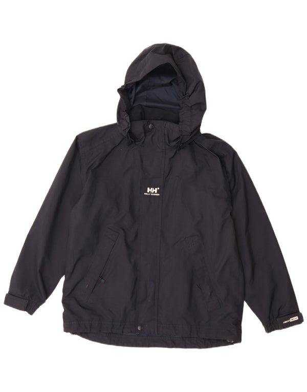 Helly Hansen Jungen-Regenjacke mit Kapuze, 11–12 Jahre, marineblaues Polyester