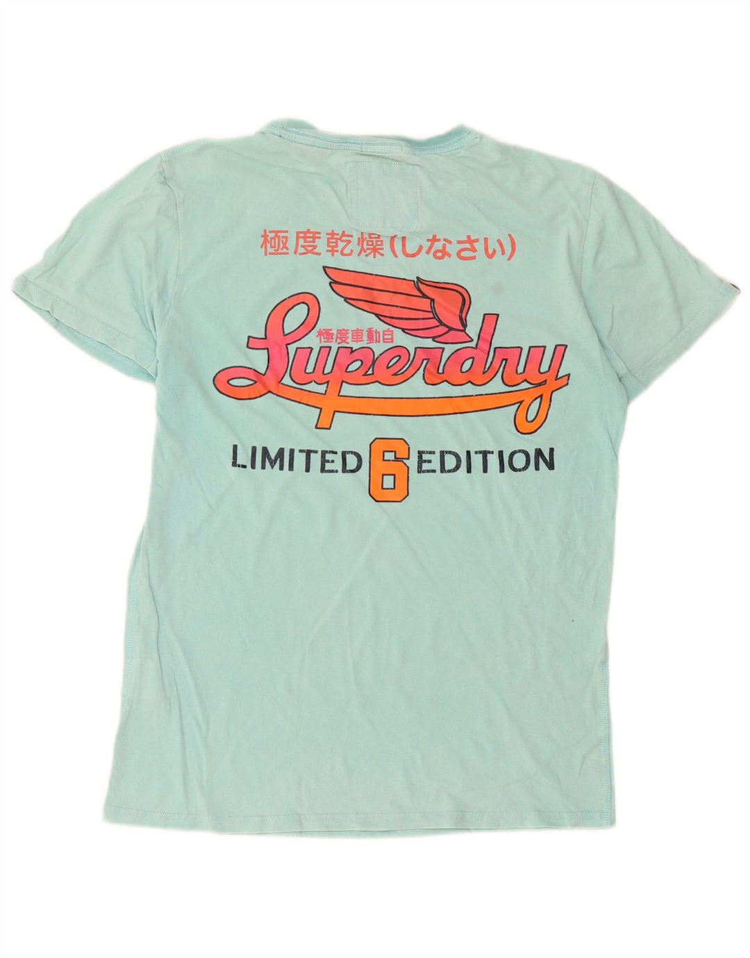 Superdry Herren-T-Shirt mit Grafik, Größe S, türkisfarbene Baumwolle
