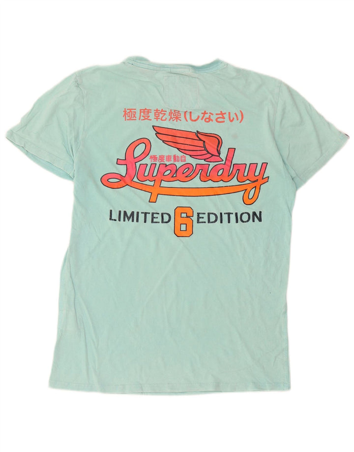Superdry Herren-T-Shirt mit Grafik, Größe S, türkisfarbene Baumwolle