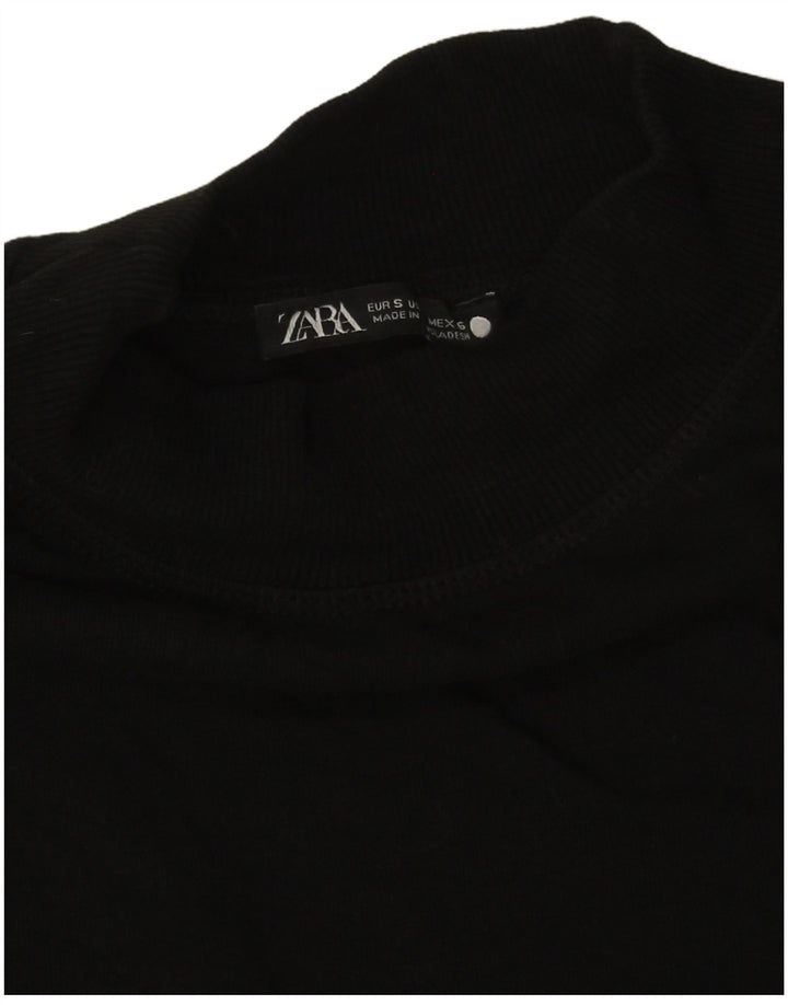 Zara Damen T-Shirt Top UK 10 Small Schwarz