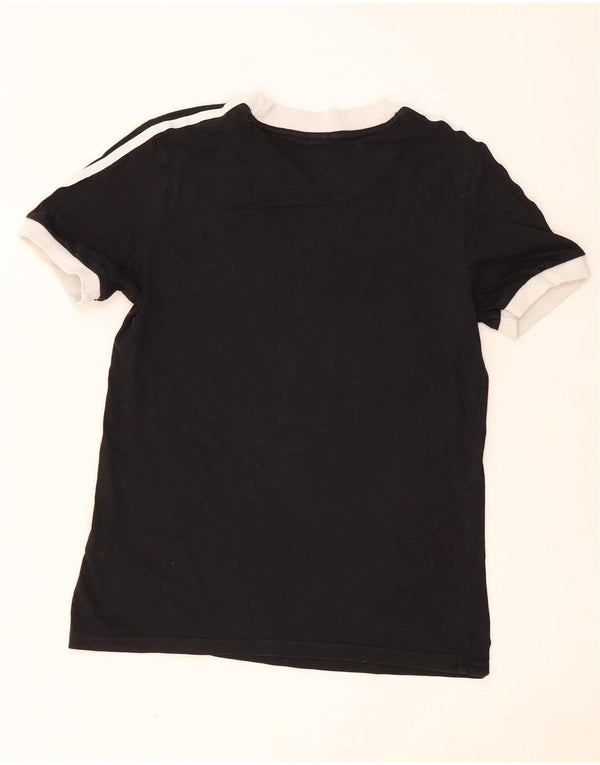 Adidas Damen T-Shirt Top UK 8 Small Schwarz Baumwolle