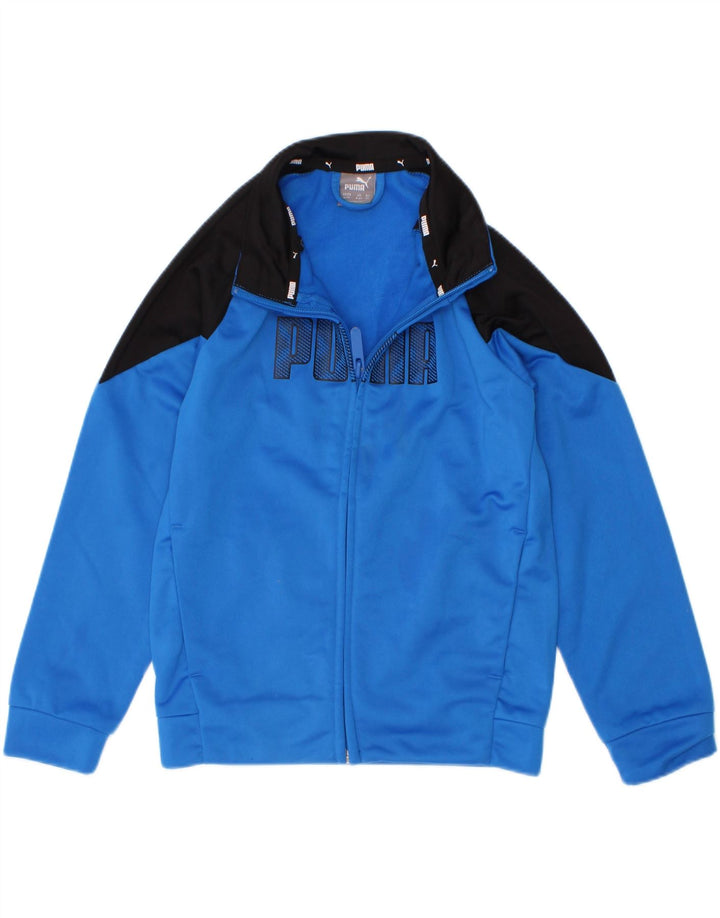 Puma Jungen Grafik-Trainingsanzug-Top-Jacke, 5–6 Jahre, blaues Farbblock-Polyester