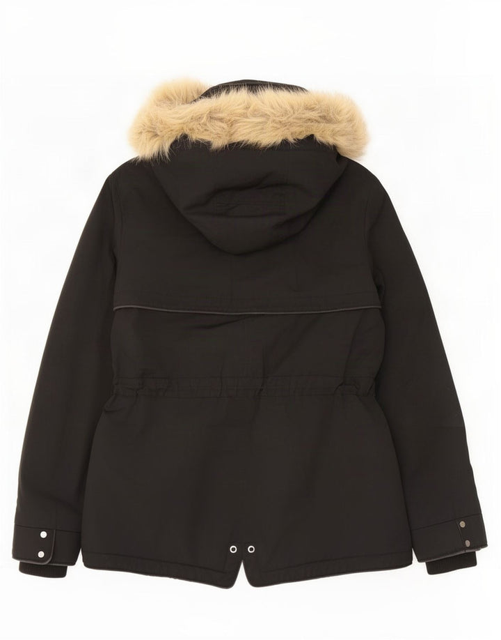 Zara Damen-Parka mit Kapuze, UK 6, XS, Schwarz, Polyester