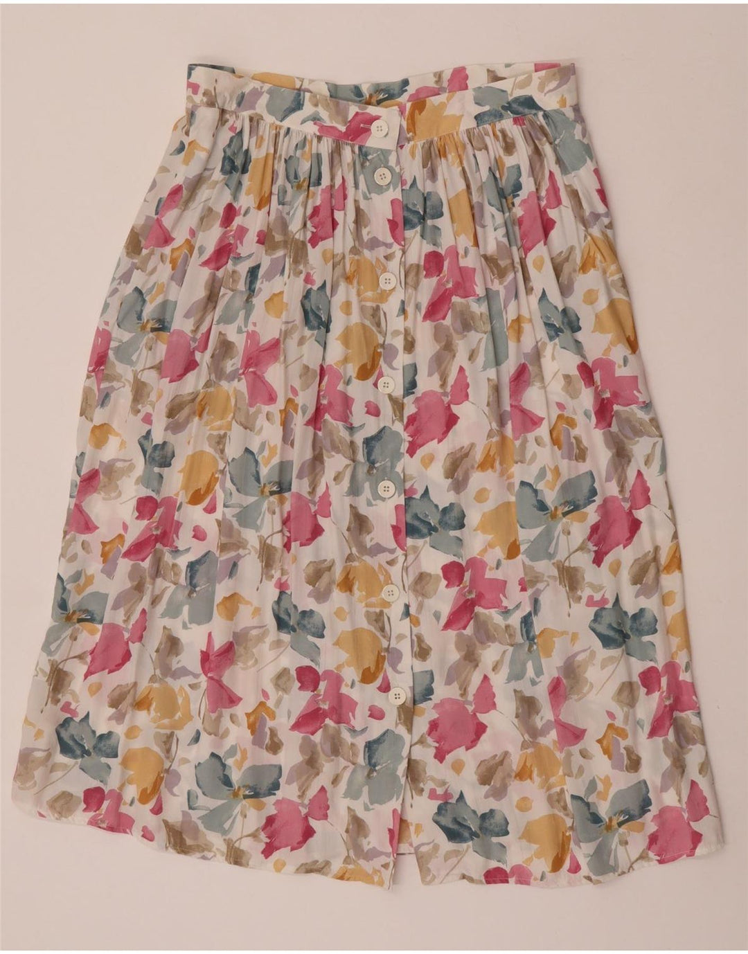 Vintage Damen ausgestellter Rock IT 44 Medium W31 Mehrfarbige florale Viskose