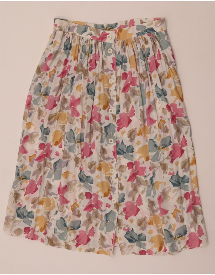 Vintage Damen ausgestellter Rock IT 44 Medium W31 Mehrfarbige florale Viskose
