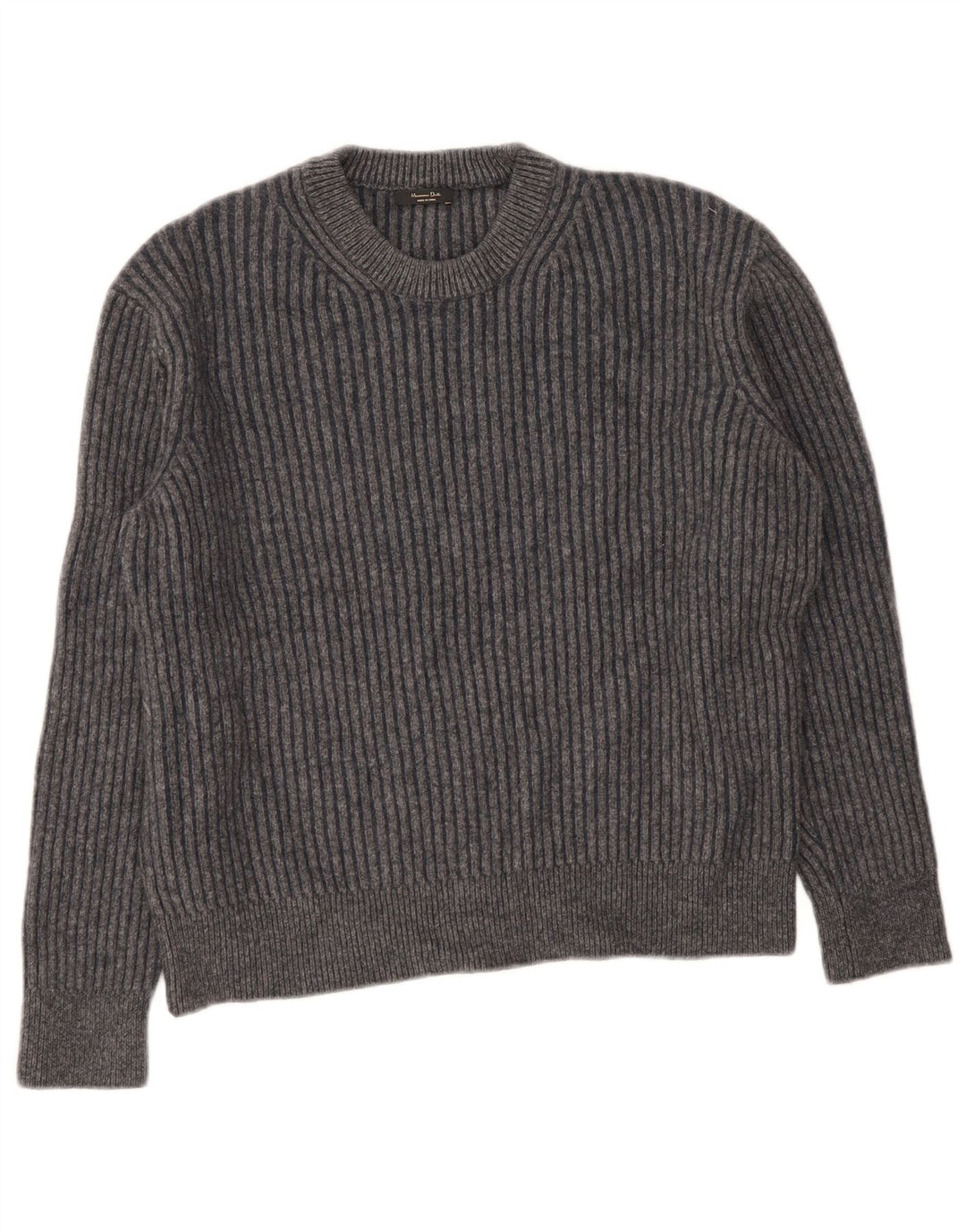 Massimo Dutti Damen-Pullover mit Rundhalsausschnitt, UK 16, große graue Wolle