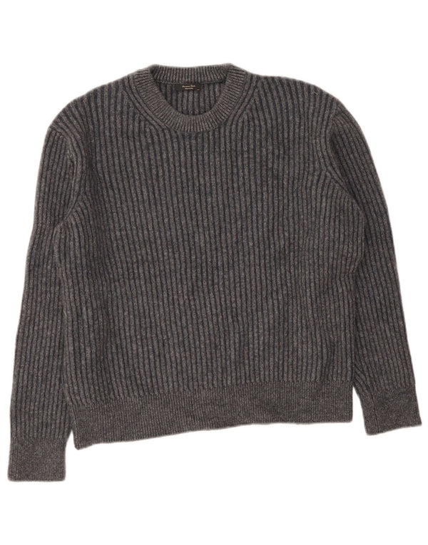 Massimo Dutti Damen-Pullover mit Rundhalsausschnitt, UK 16, große graue Wolle
