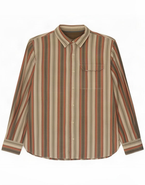 Fat Face Herrenhemd XL Khaki Gestreifte Baumwolle