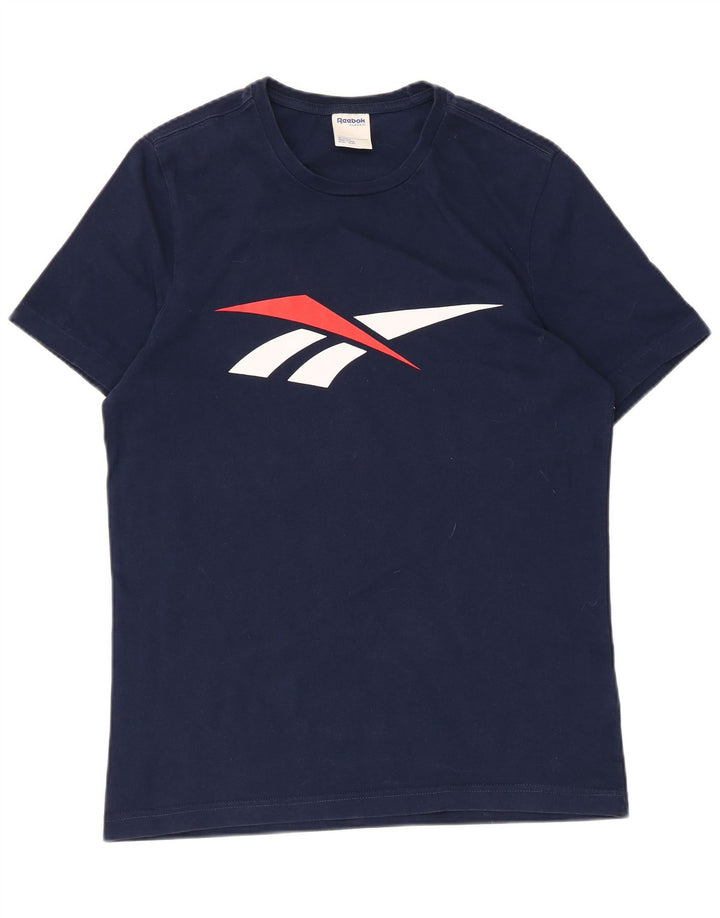 Reebok Herren Grafik-T-Shirt-Oberteil aus Baumwolle in mittlerem Marineblau