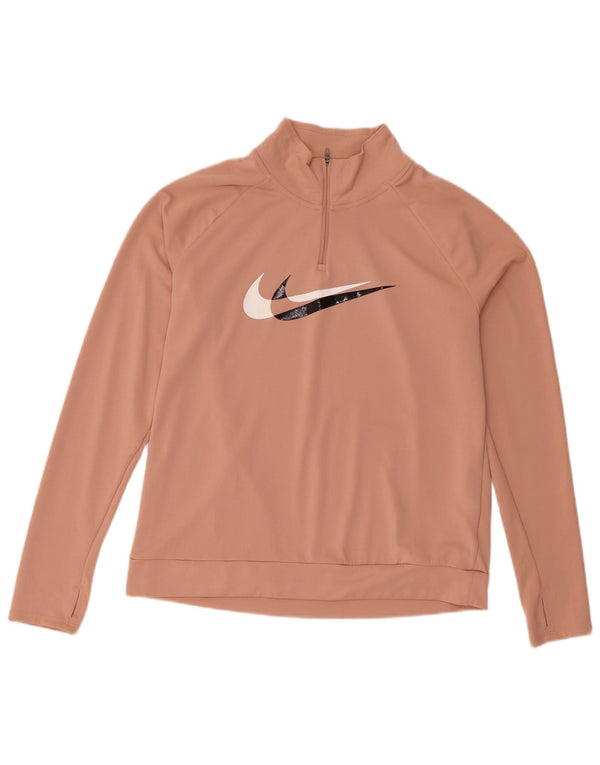 Nike Damen Dri Fit Graphic Pullover Trainingsanzug Top UK 14 Mittelrosa