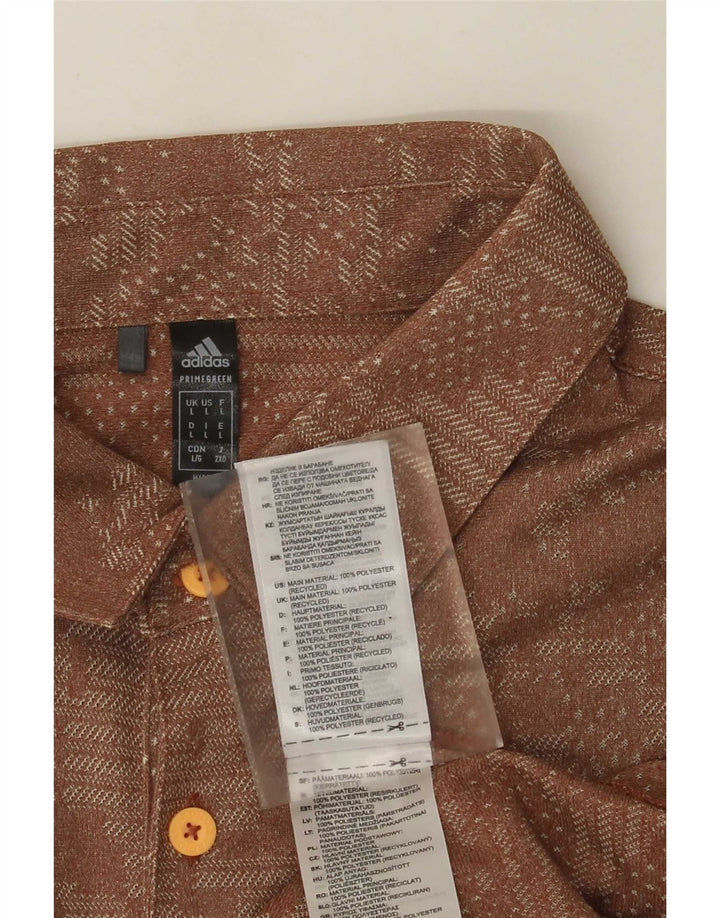 Adidas Herren-Poloshirt, groß, braun, geometrisch, Polyester