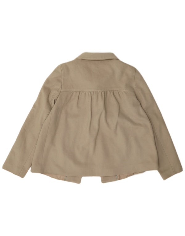 Zara Damen Loose Fit Pea Coat UK 6 XS Beige Wolle