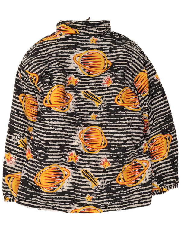 Vintage Jungen-Anorakjacke mit lockerer Passform, 13–14 Jahre, schwarzes geometrisches Polyamid