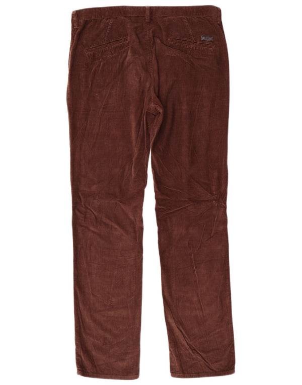 Hugo Boss Herren gerade Cordhose IT 52 XL W36 L34 braune Baumwolle