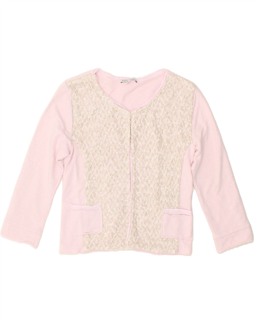 PATRIZIA PEPE Girls Cardigan Sweater 7-8 Years 2XL Pink Colourblock Cotton | Vintage Patrizia Pepe | Thrift | Second-Hand Patrizia Pepe | Used Clothing | Messina Hembry 