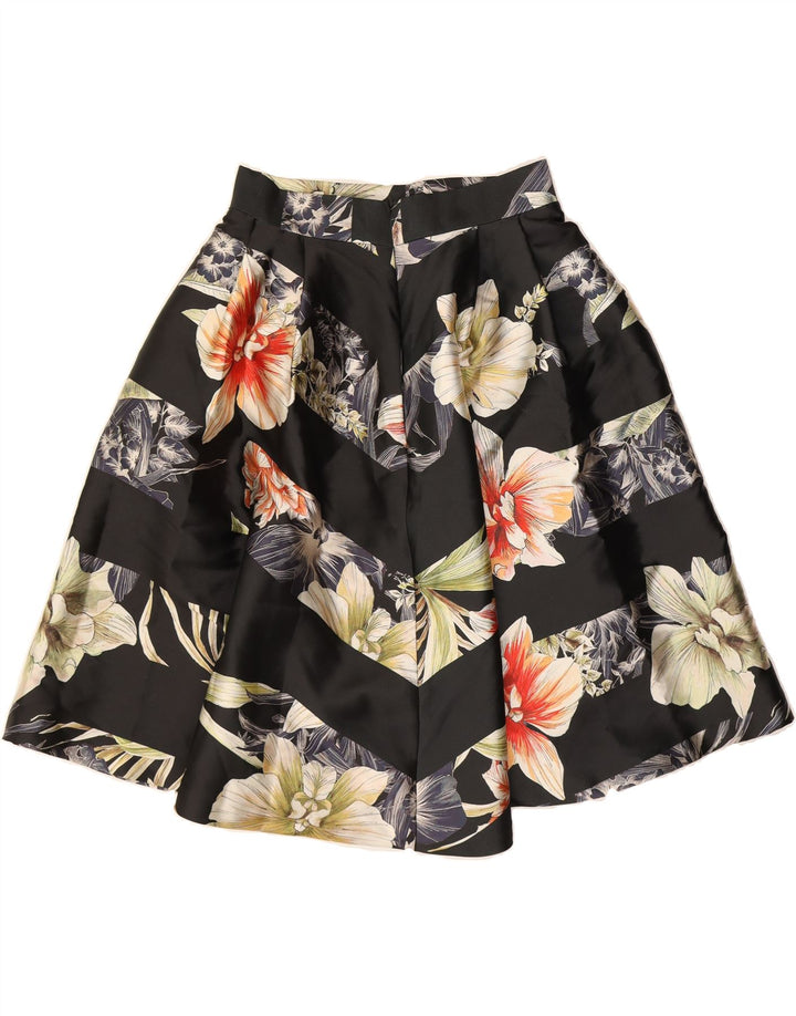COAST Womens A-Line Skirt UK 12 Medium W30 Black Floral Polyester Vintage Coast and Second-Hand Coast from Messina Hembry 