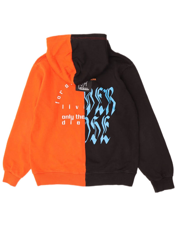 Diesel Jungen-Pullover mit grafischem Kapuzenpullover, 13–14 Jahre, schwarze Farbblock-Baumwolle