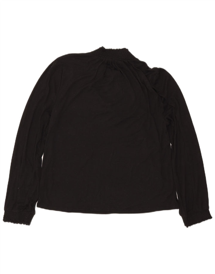 J. CREW Damen Langarm-Blusenoberteil UK 16 Large Schwarz Polyester