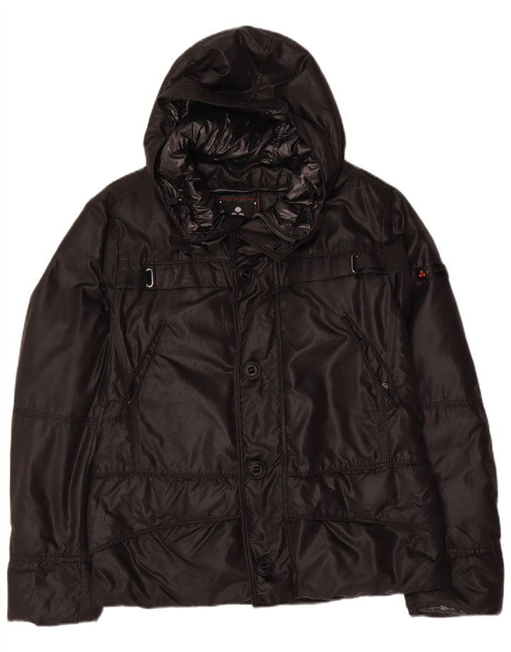 PEUTEREY Wattierte Herrenjacke mit Kapuze, UK 38, Mittelschwarz, Polyamid