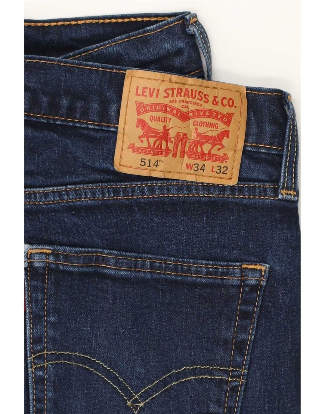 Levi's Herren 514 Straight Jeans W34 L32 Marineblaue Baumwolle