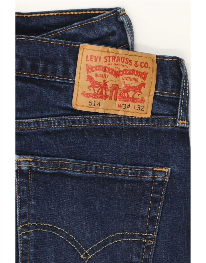 Levi's Herren 514 Straight Jeans W34 L32 Marineblaue Baumwolle
