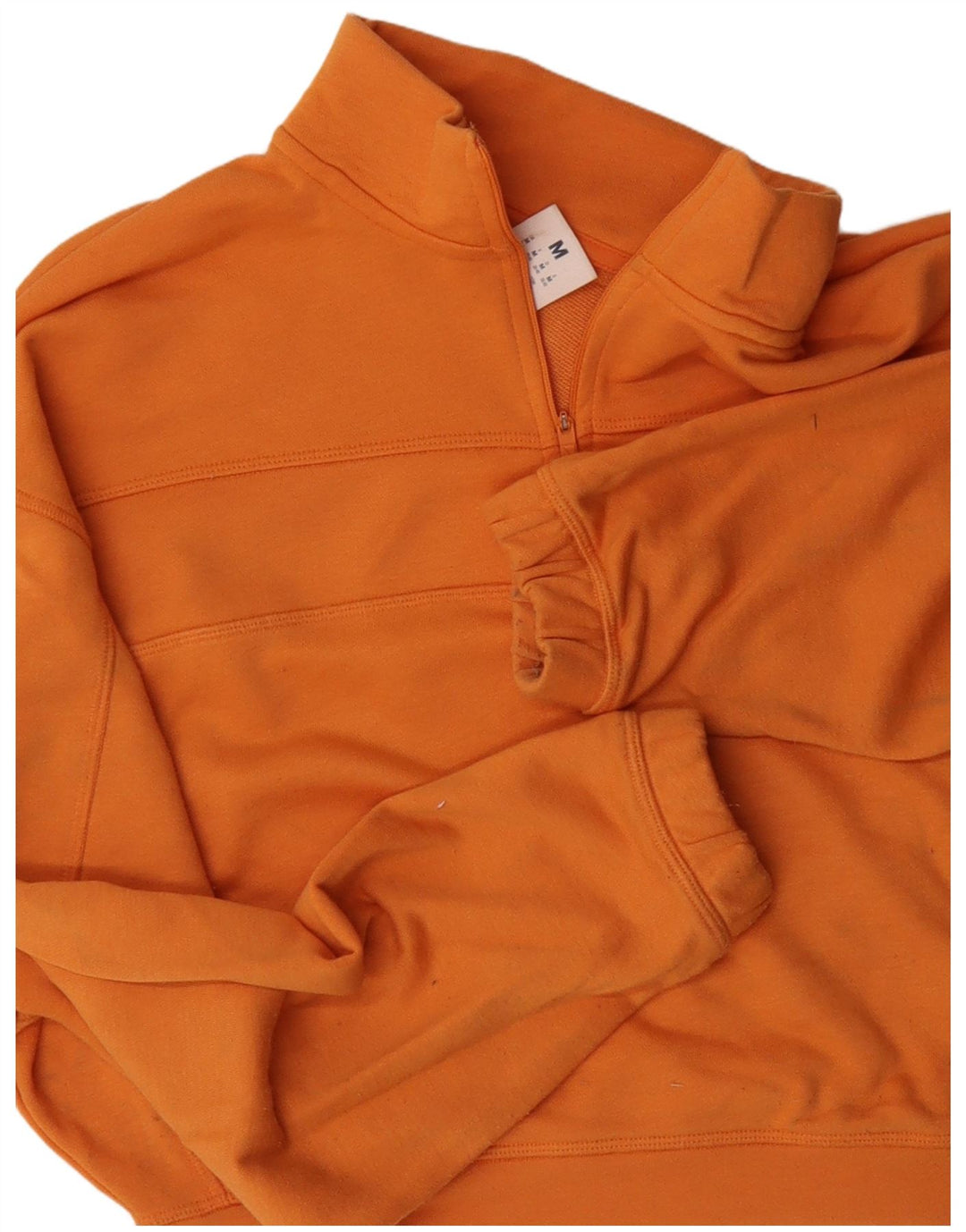 Reebok Damen Crop Zip Neck Sweatshirt Pullover UK 14 Medium Orange