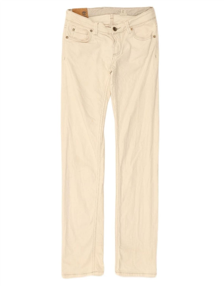 TIMBERLAND Womens Straight Jeans W25 L30 White Cotton