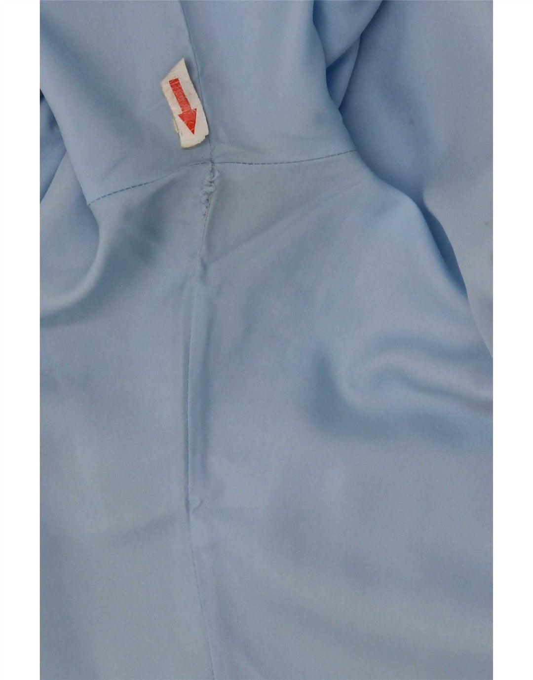 Vintage Damen Kurzarm-Hemdbluse UK 14 Mittelblaues Polyester