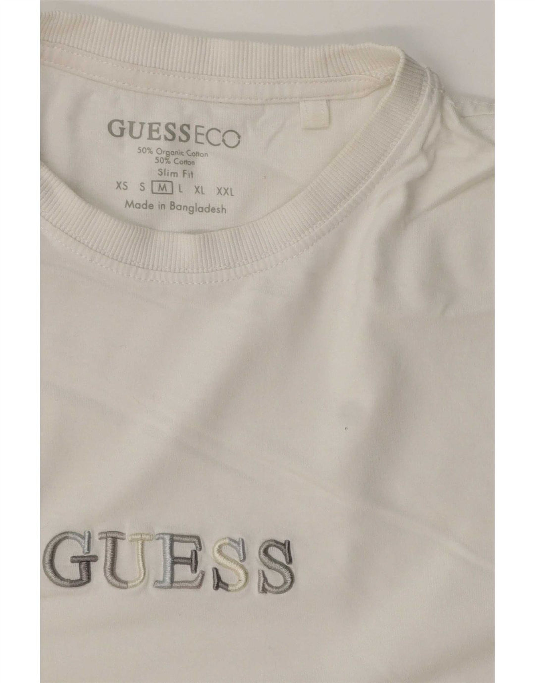 Guess Slim-Fit-Grafik-T-Shirt-Oberteil für Herren aus mittelweißer Baumwolle