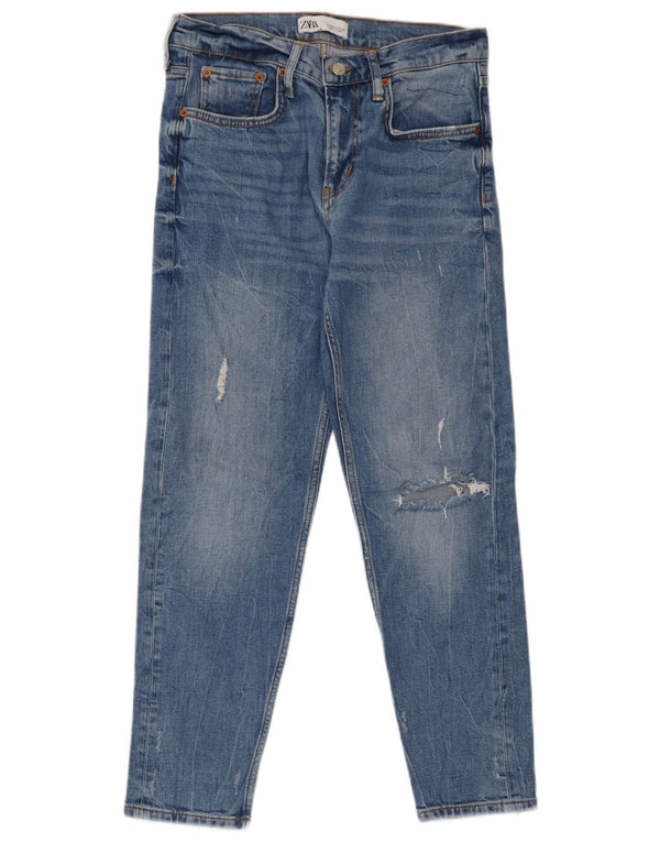 Zara Damen Distressed Slim Jeans EU 36 XS W26 L26 Blaue Baumwolle