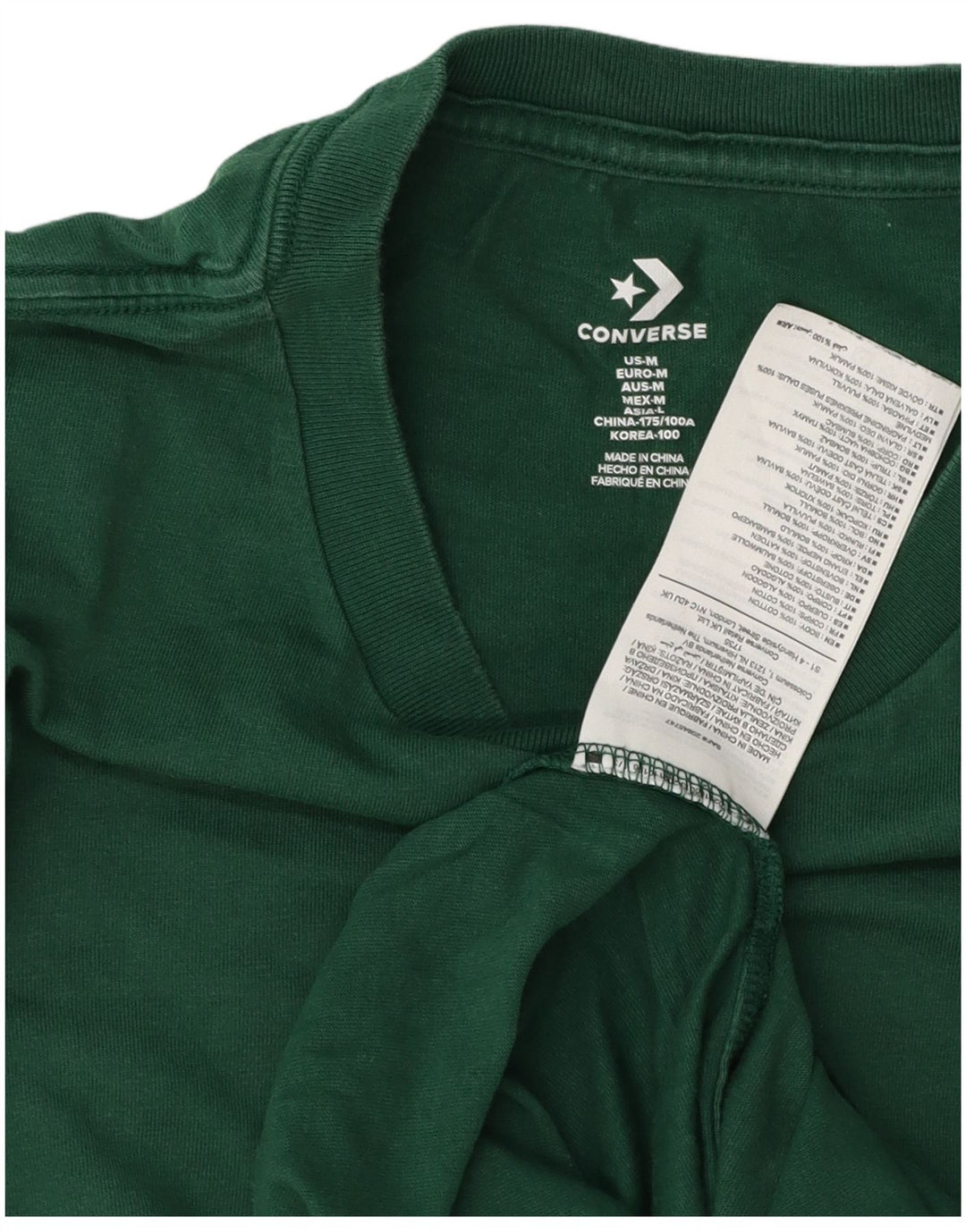 Converse Herren Grafik-T-Shirt-Oberteil aus mittelgrüner Baumwolle