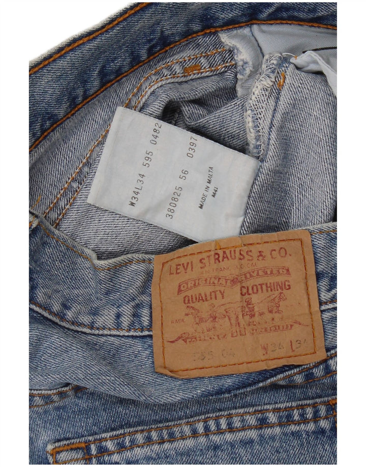 Levi's Herren 595 Straight Jeans W34 L28 Blaue Baumwolle