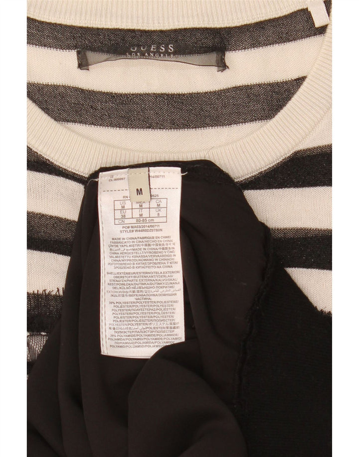 Guess Damen-Pullover mit U-Boot-Ausschnitt, Gr. 8, Größe S, schwarz, gestreift, Polyester