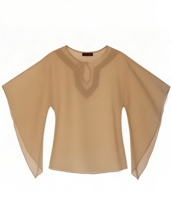 Escandelle Damen-Top mit Fledermausärmeln, durchsichtig, UK 12, mittelbeigefarbenes Polyester