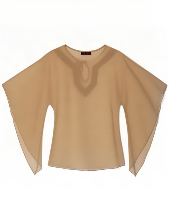 Escandelle Damen-Top mit Fledermausärmeln, durchsichtig, UK 12, mittelbeigefarbenes Polyester