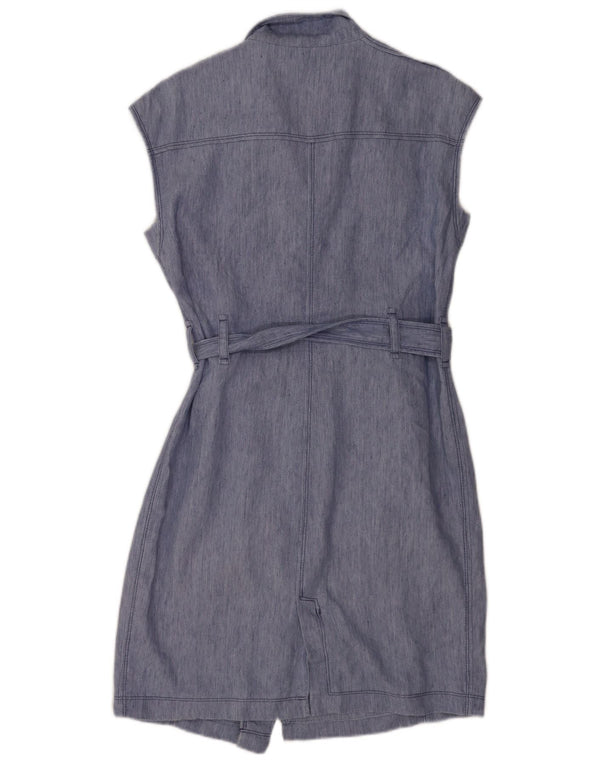 Zara Damen Militär-Ärmelloses Etuikleid UK 12 Mittelblau