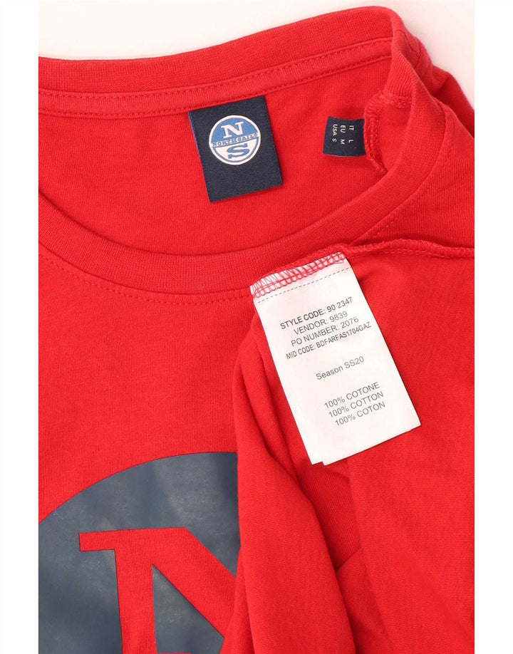 North Sails Herren Grafik-T-Shirt-Oberteil aus mittelroter Baumwolle
