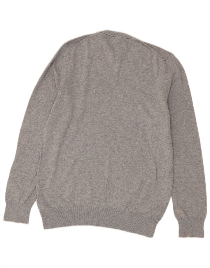 Marks & Spencer Damen-Pullover mit V-Ausschnitt, Gr. 10, Größe S, Grau, Baumwolle