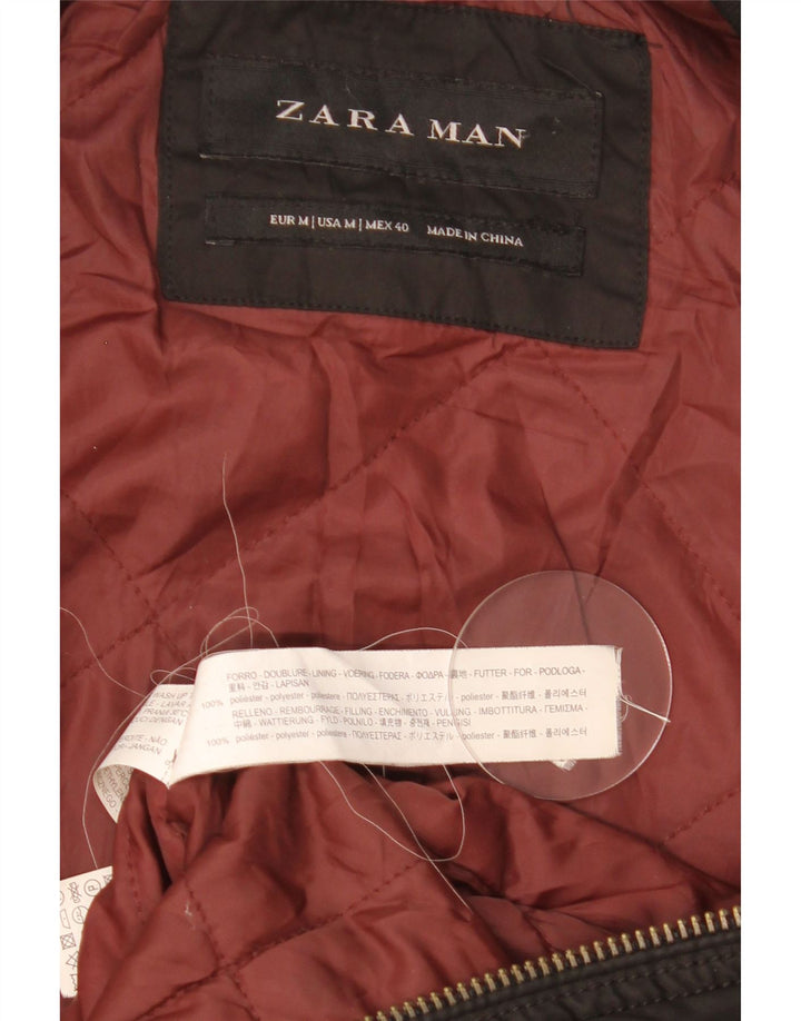 Zara Herren Bomberjacke UK 38 Mittelschwarzes Colourblock-Polyester