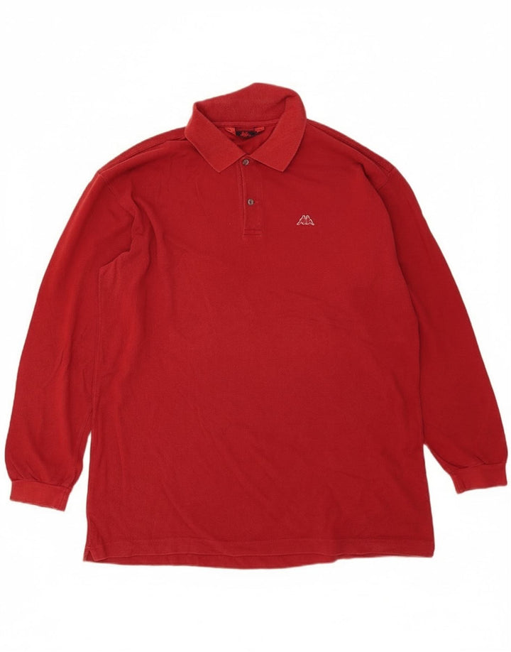 Kappa Herren Langarm-Poloshirt 2XL rote Baumwolle