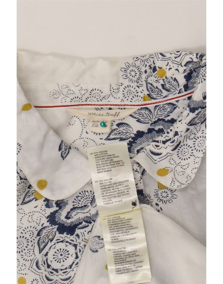 White Stuff Damen Pullover-Hemd UK 12 Mittelweiße Viskose mit Blumenmuster